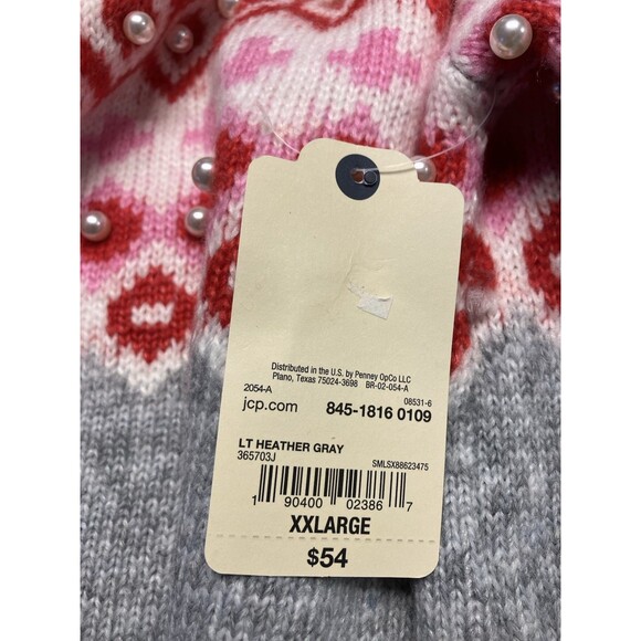 St Johns Bay NWT Gray Tunic Mock Turtleneck Sweater with Pearl Accents Size XXL - Picture 4 of 7